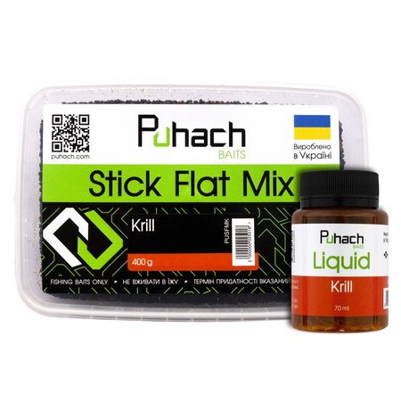 Набір пелетс + ліквід Puhach Baits Stick Flat Mix Krill + Liquid Krill