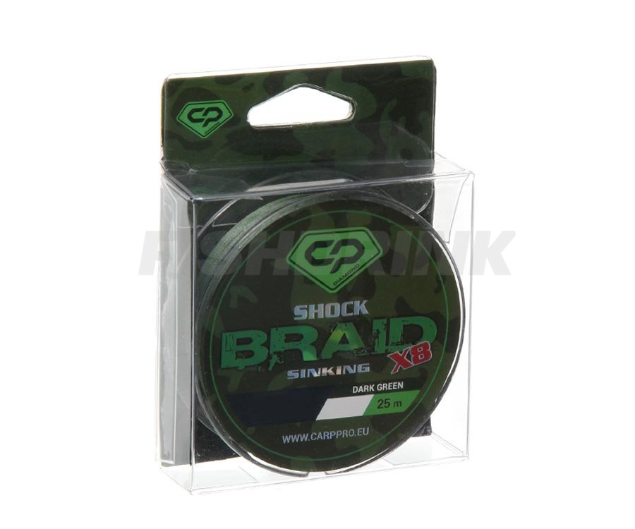 Шок-лідер Carp Pro Diamond Shock Braid PE X8 0.16мм 25м Dark Green