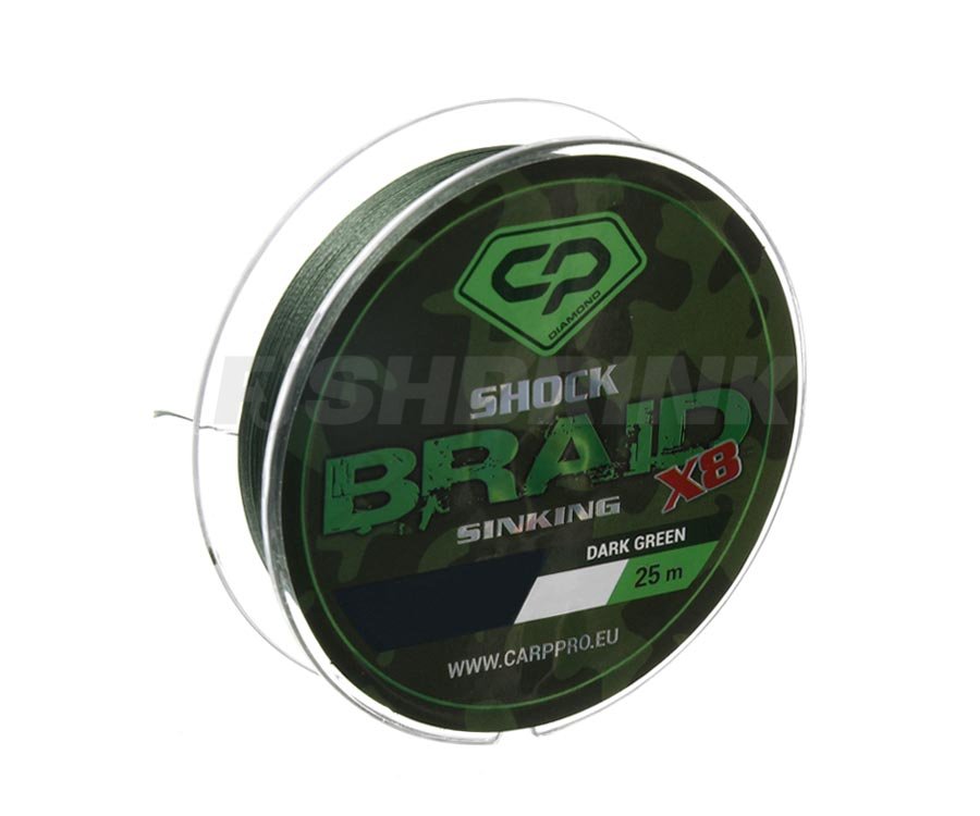 Шок-лідер Carp Pro Diamond Shock Braid PE X8 0.16мм 25м Dark Green