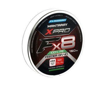 Шнур Flagman Mantaray XPro Braid X8 150м 0.13мм, 16 lb, Moss Green, PE, 0.1 до 0.2, 150 м, 0,13 мм, 7.4 кг, 8 шт