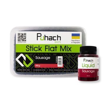 Набір пелетс + ліквід Puhach Baits Stick Flat Mix Sausage + Liquid Sausage