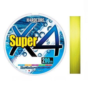 Шнур Duel Hardcore Super X4 200m Hi-Vis Yellow 6.4kg 0.15mm #0.8 (H4305-Y)