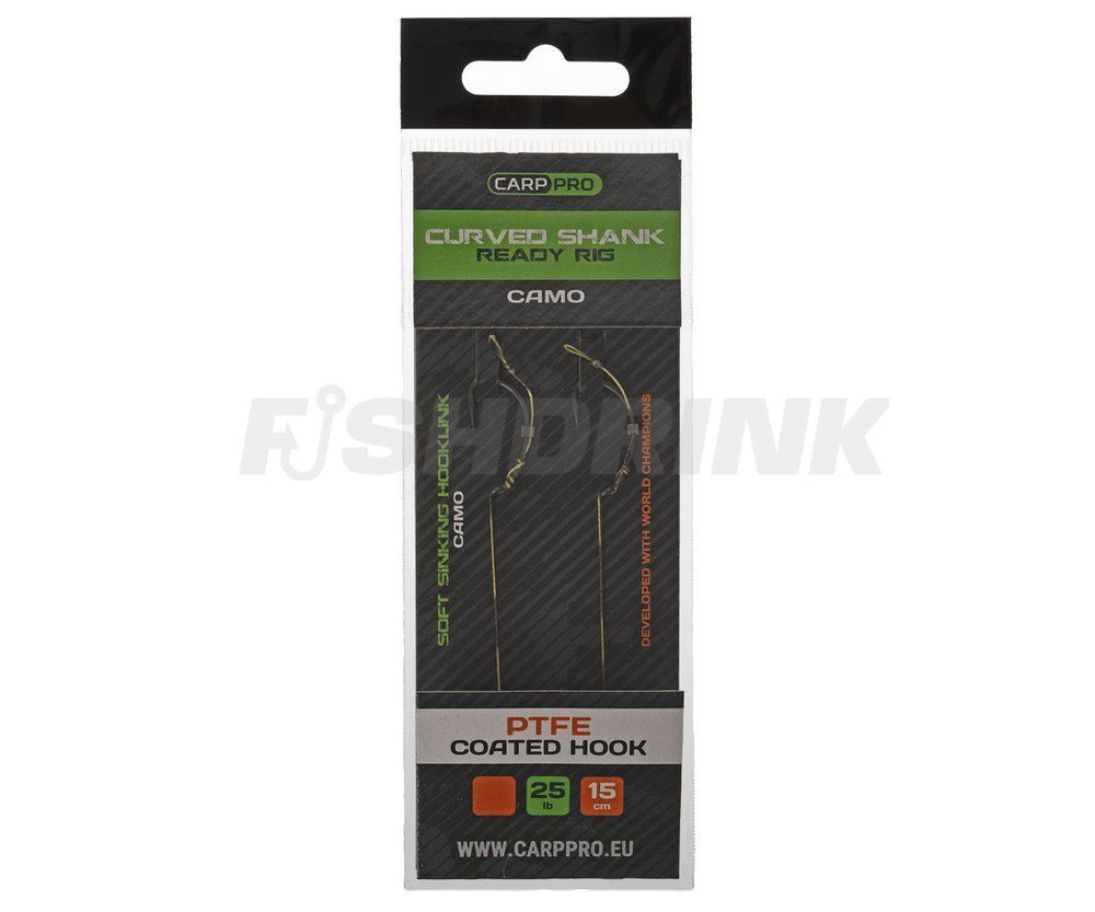 Готовий повідець Carp Pro Camo Hooklink 15см 25lb PTFE Curved Shank №4