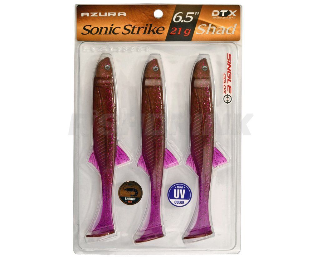 Віброхвіст Azura Sonic Strike Shad 6.5" #S001 Ultraviolet Shine
