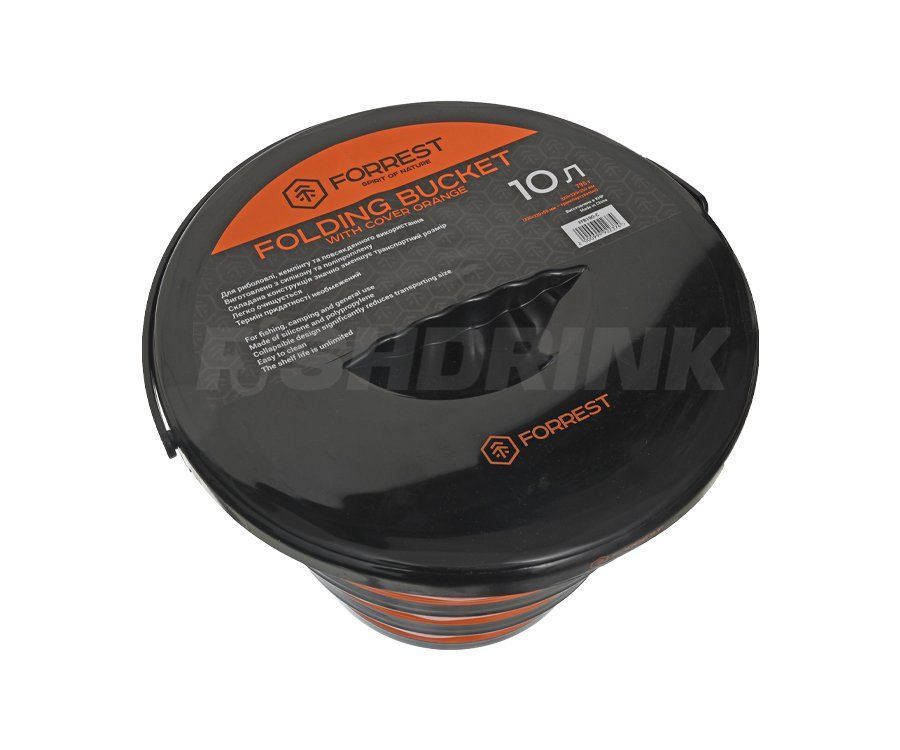 Ведро силиконове с крышкой Forrest Folding Bucket Orange with cover 10л