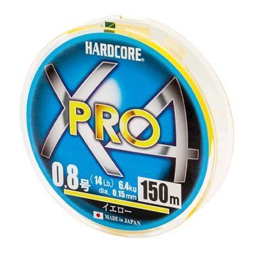 Шнур Duel Hardcore X4 PRO 150m Yellow 5.4kg 0.13mm #0.6 (H3861-Y)