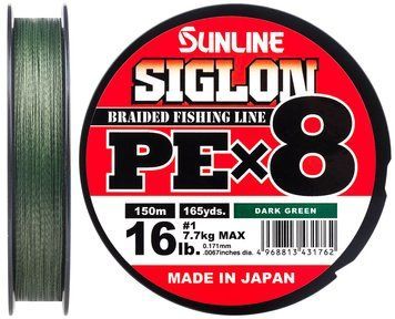 Шнур Sunline Siglon PE х8 300m (темн-зел.) #3.0/0.296 mm 50lb/22.0 kg