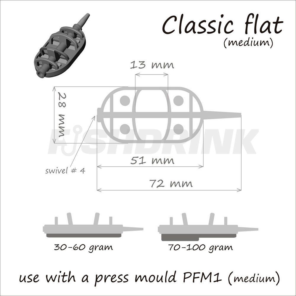 Годівниця ORANGE Classic Flat Method з вертлюгом № 4, 30 гр., в уп. 1 шт.