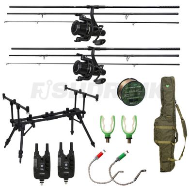 Карповый набор "ADVANCED" на 2 удилища FLAGMAN SENSOR BIG GAME CARP NGS 3.6m 3lb NEW, 13 в 1