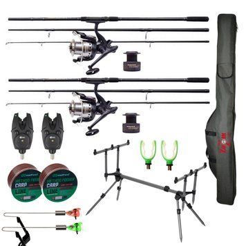 Короповий набір "GOLD CARP" на 2 вудлища MAGNUM BLACK CARP NGM 3,3 3LB-30мм, 14 в 1