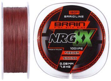 Шнур Brain NRG 8X sinking 150m 0.08mm 7.2kg ц:brown